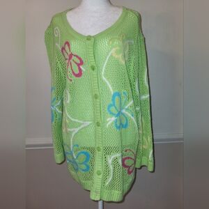 CJ Banks Green and Blue Cardigan with Relaxed Fit